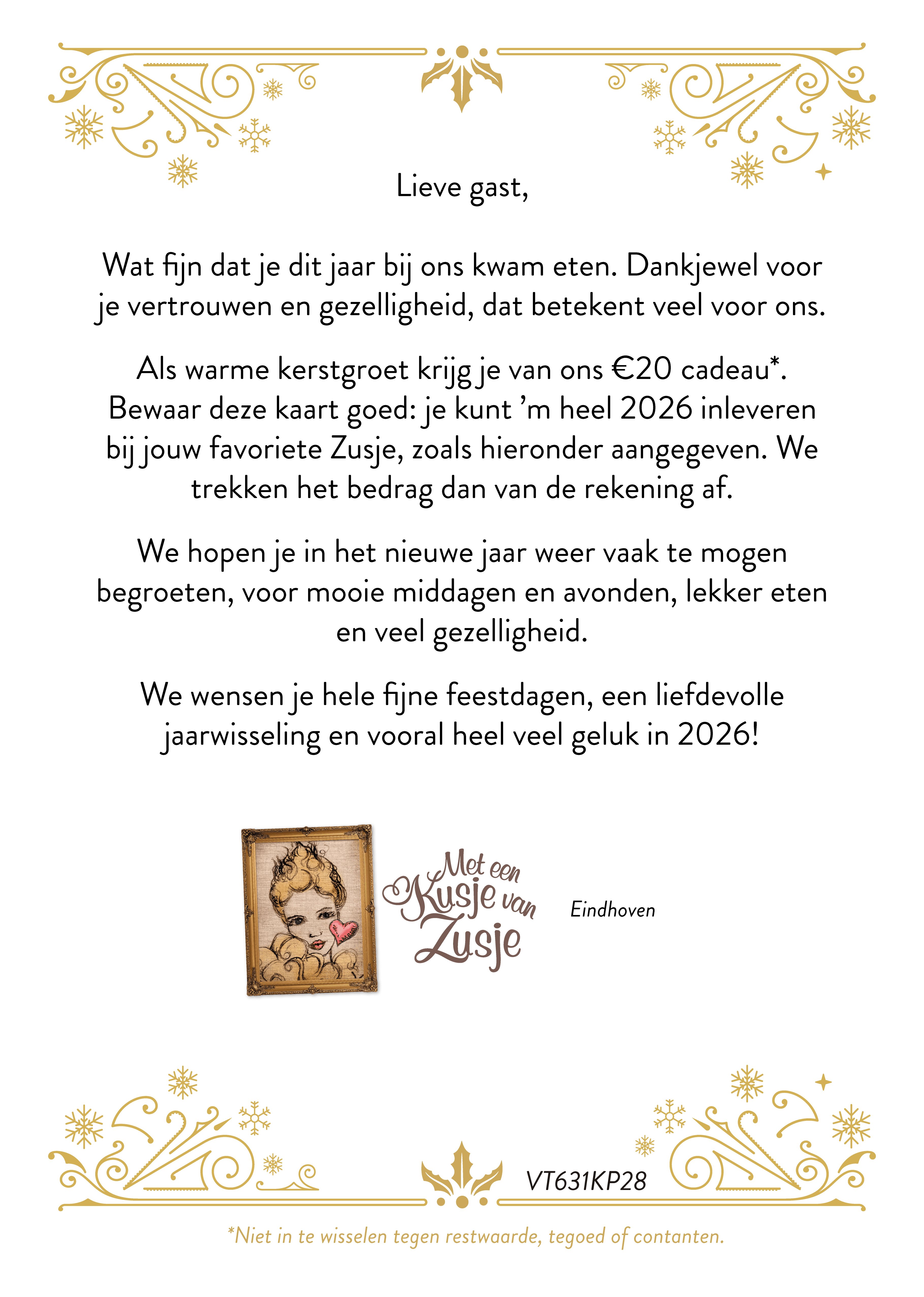 Zusje kaart gasten voorkant